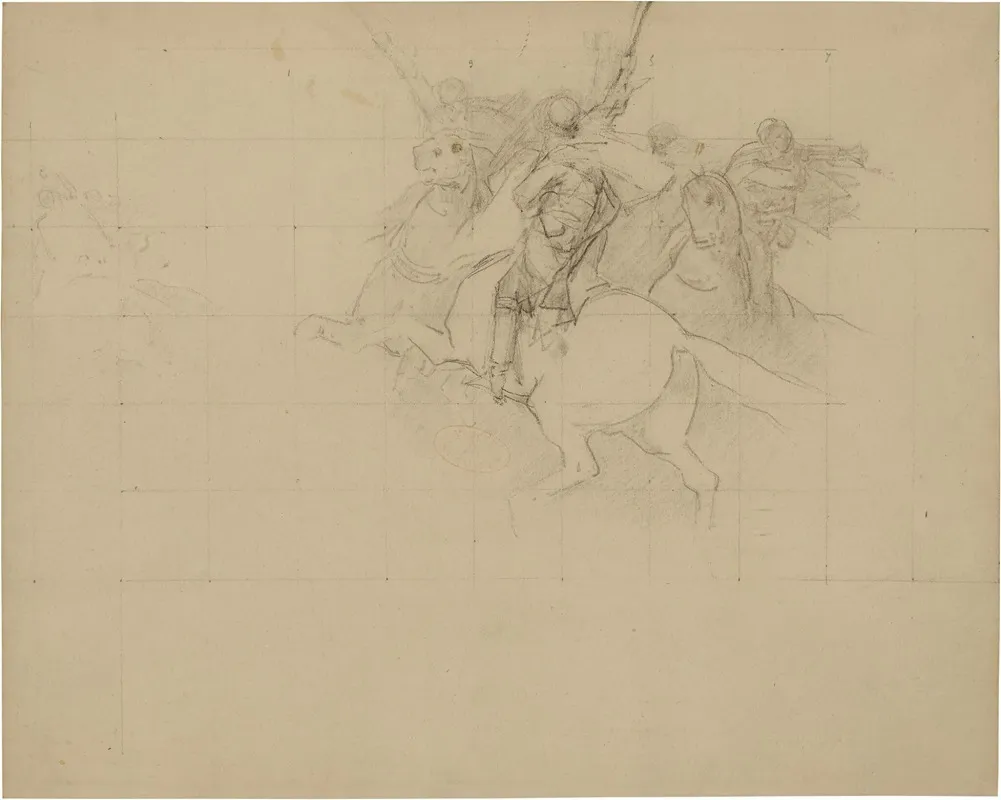 Compositional Study Of A Charging Algerian Horseman Wall Art by Paul Delamain - High-Resolution Digital Print
