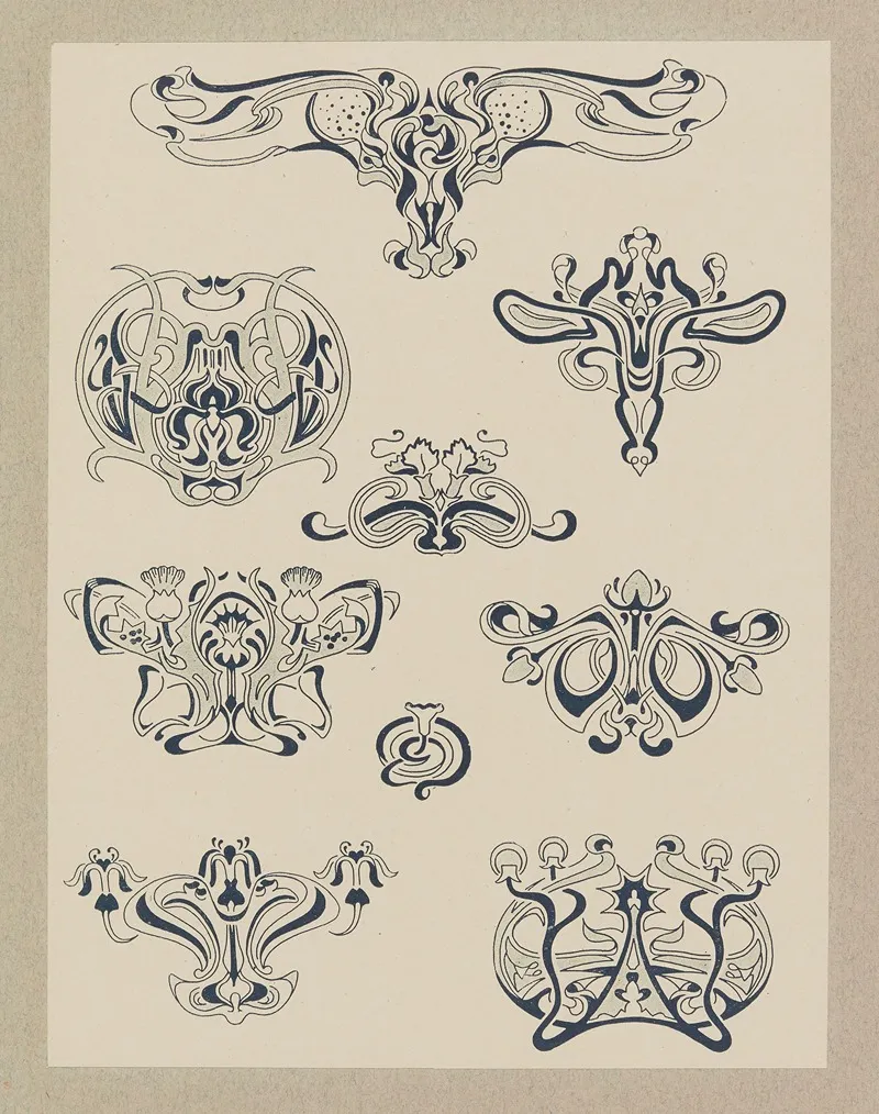Compositions Ornementales Pour Le Cuir Et La Pyrogravure Pl 23 Wall Art by Henri Laurens (Editor) - High-Resolution Digital Print