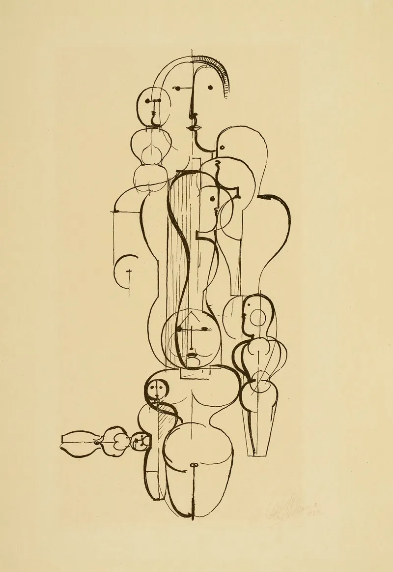 Concentric Group Figure Plan K1 Wall Art by Oskar Schlemmer - High-Resolution Digital Print