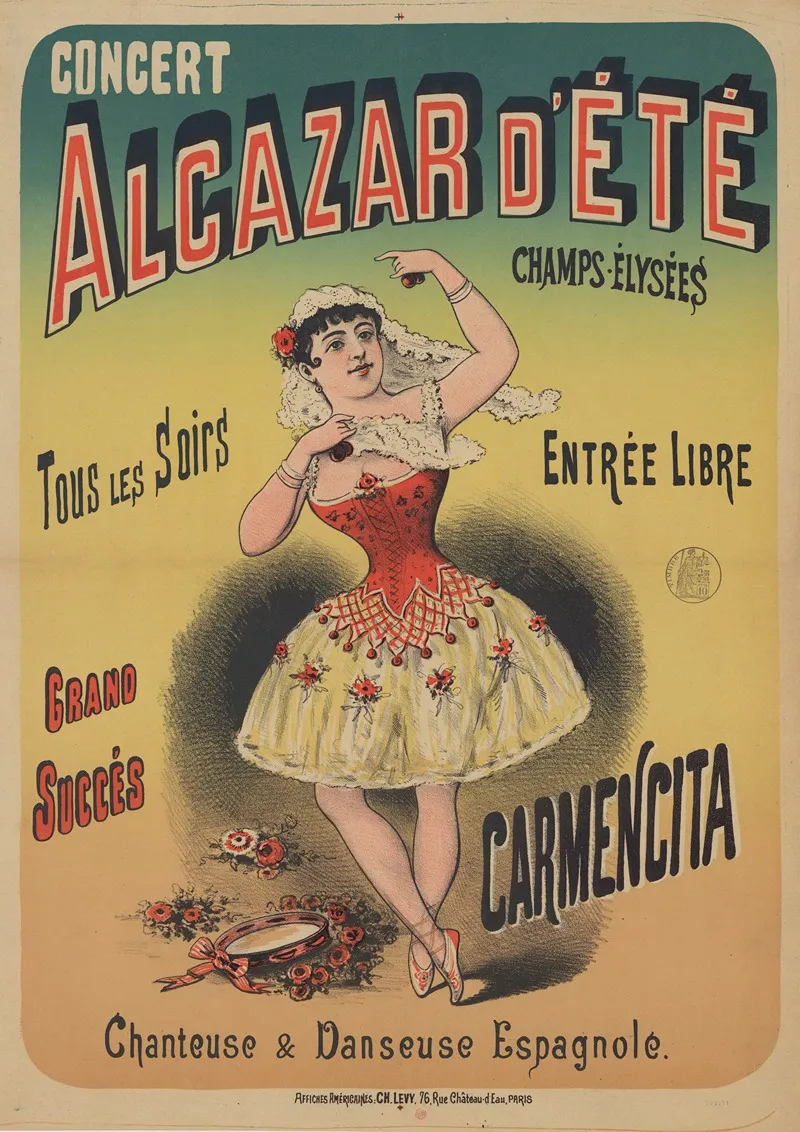 Concert Alcazar Dete Champs Elysees Carmencita Chanteuse Danseuse Espagnole Tous Les Soirs