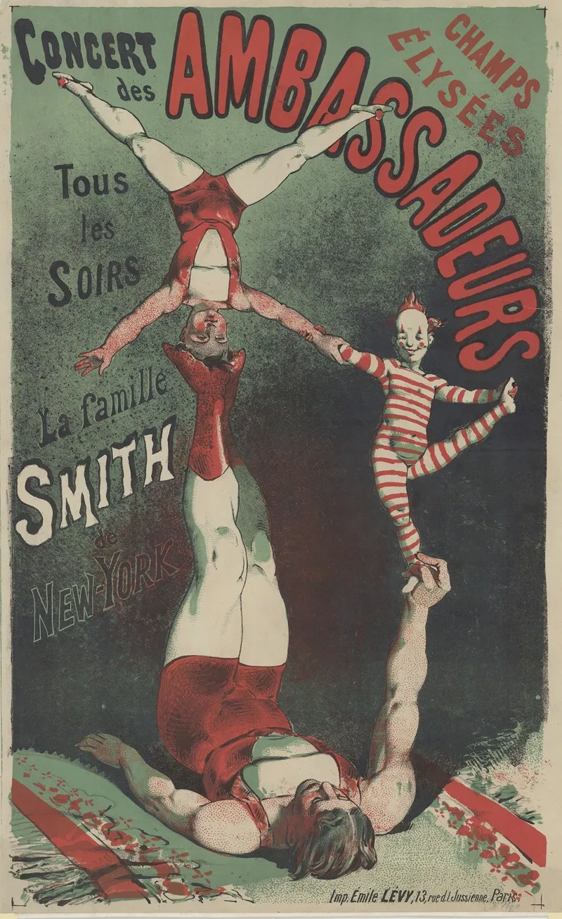 Concert Des Ambassadeurs Champs Elysees Tous Les Soirs La Famille Smith De New York Wall Art by Imp. Emile Lévy - High-Resolution Digital Print