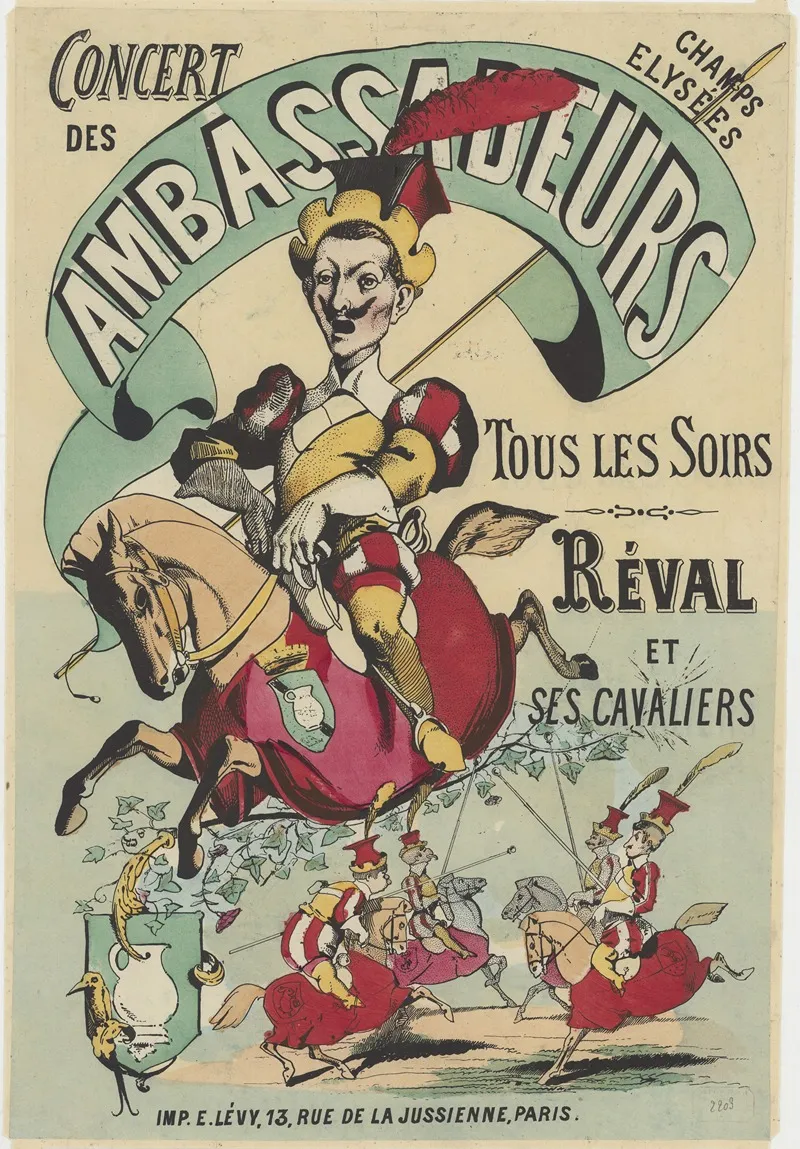 Concert Des Ambassadeurs Champs Elysees Tous Les Soirs Reval Et Ses Cavaliers Wall Art by Imp. Emile Lévy - High-Resolution Digital Print