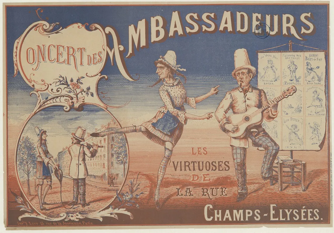 Concert Des Ambassadeurs Les Virtuoses De La Rue Champs Elysees Wall Art by Imp. Emile Lévy - High-Resolution Digital Print