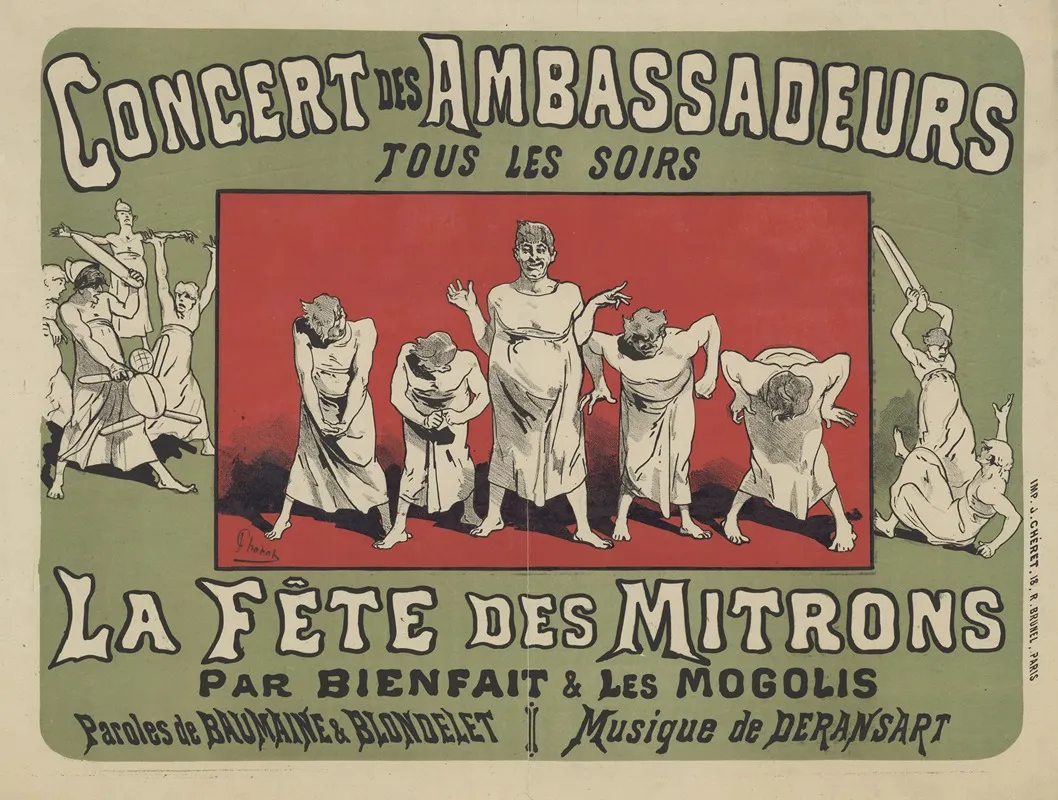 Concert Des Ambassadeurs Tous Les Soirs La Fete Des Mitrons Par Bienfait Les Mogolis Wall Art by Jules Chéret - Canvas Print