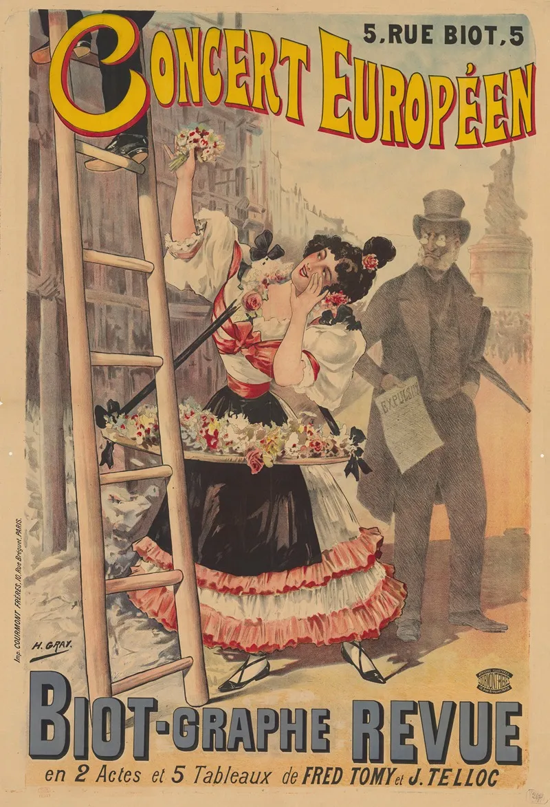 Concert Europeen 5 Rue Biot Biot Graphie Revue Wall Art by Henri Boulanger Gray - High-Resolution Digital Print