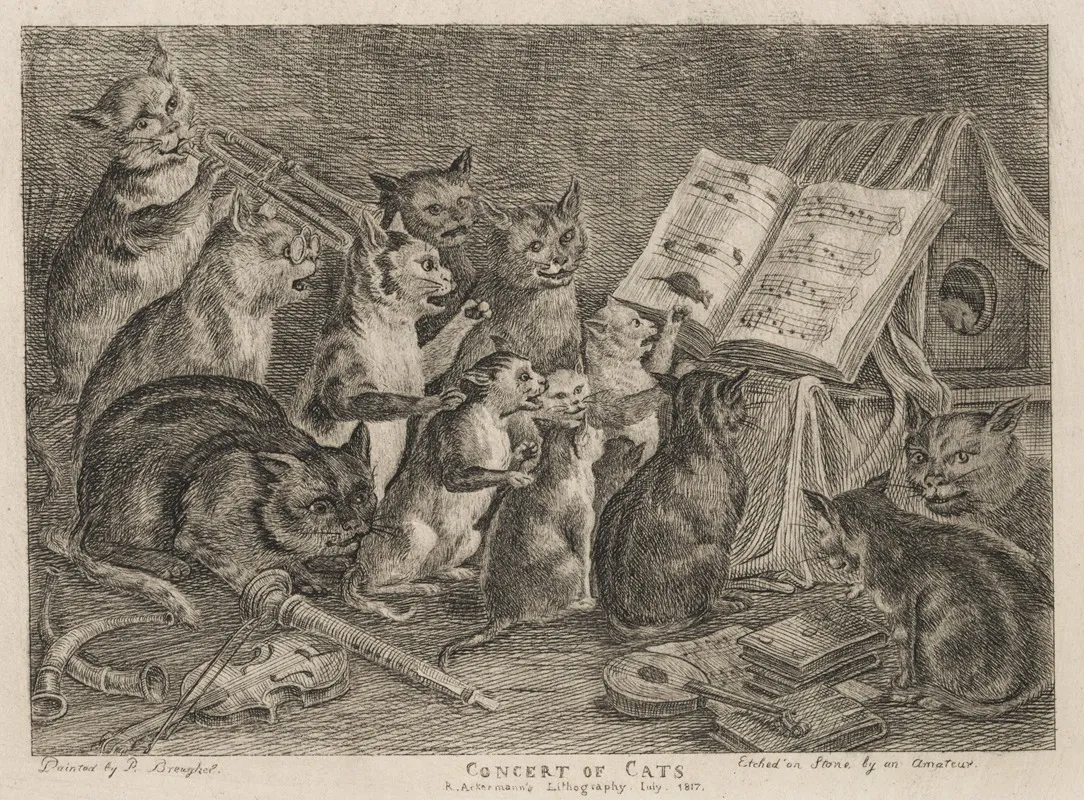 Concert Of Cats Wall Art by Rudolf Ackermann - High-Resolution Digital Print