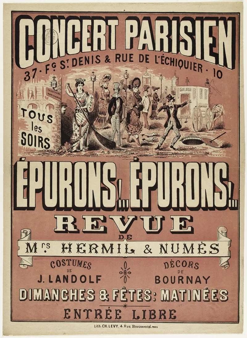 Concert Parisien 37 Fg St Denis Rue De Lechiquier 10 Tous Les Soirs Epurons Epurons Wall Art by Anonymous - High-Resolution Digital Print
