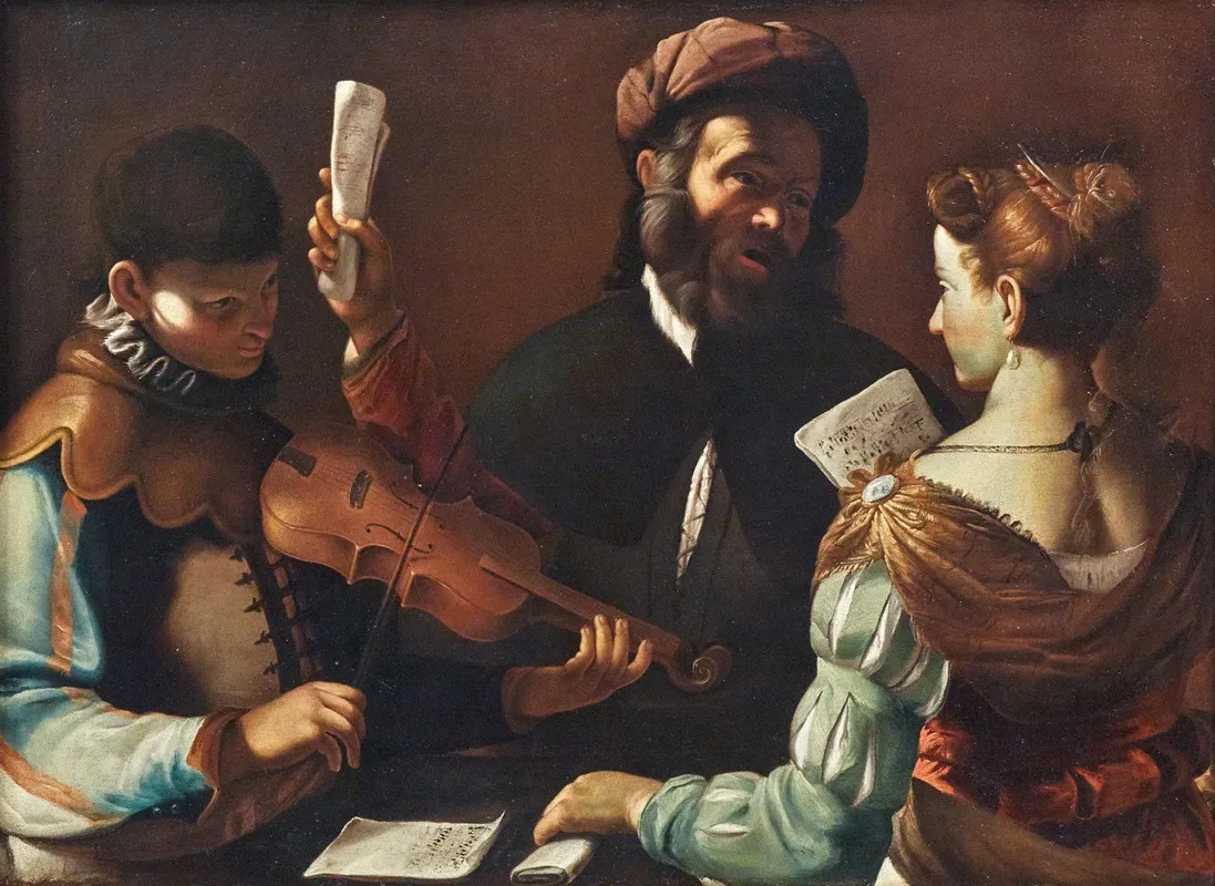 Concertino With A Violin Player Wall Art by Mattia Preti - High-Resolution Digital Print