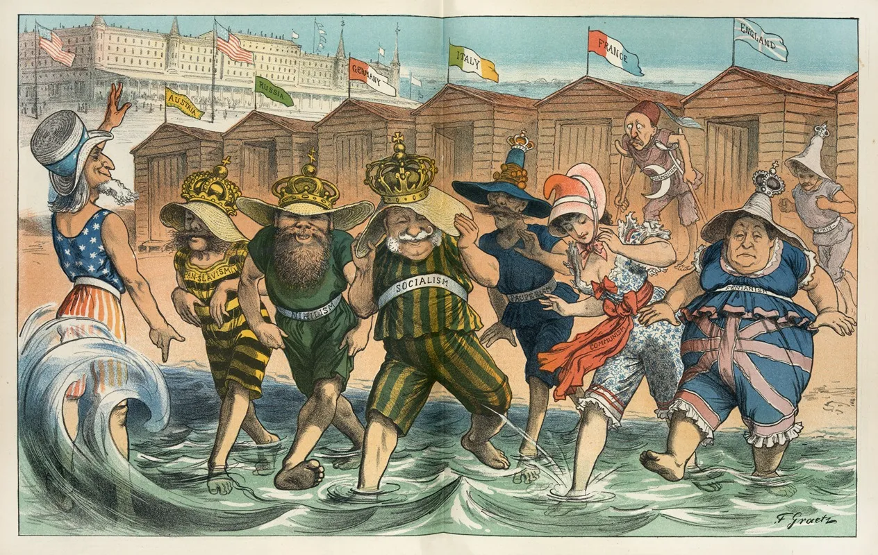 Coney Island And The Crowned Heads Wall Art by Friedrich Graetz - High-Resolution Digital Print