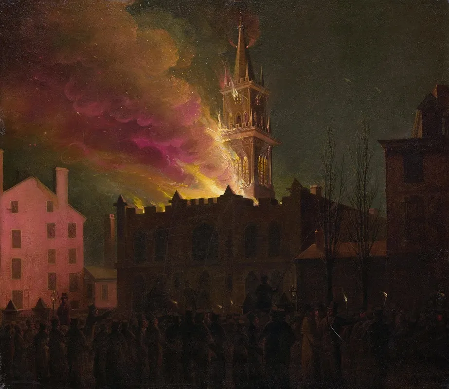 Conflagration Of The Masonic Hall Chestnut Street Philadelphia Pennsylvania Wall Art by Samuel Jones - High-Resolution Digital Print