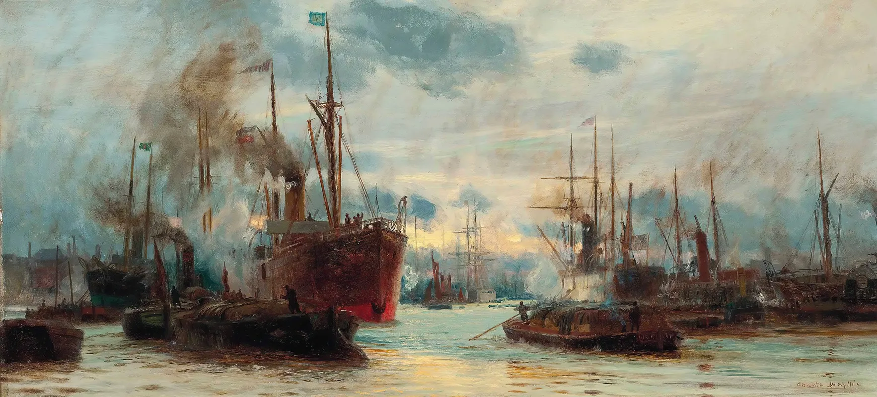 Congested Waters On The Thames Wall Art by Charles William Wyllie - High-Resolution Digital Print