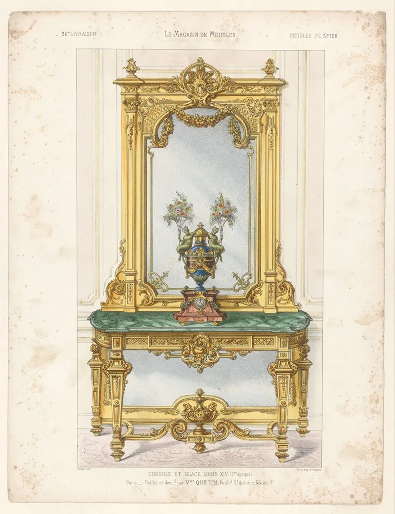 Console Et Glace Louis Xiv 1re Epoque Wall Art by Victor Léon Michel Quétin - High-Resolution Digital Print