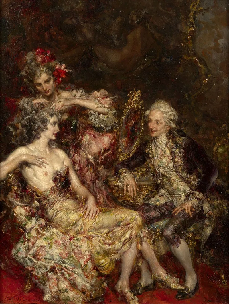 Conversation In A Boudoir Wall Art by Juan Pablo Salinas - High-Resolution Digital Print