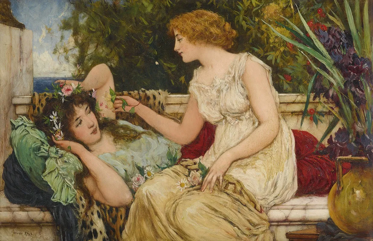 Conversation In The Garden Wall Art by Oliver Rhys - High-Resolution Digital Print