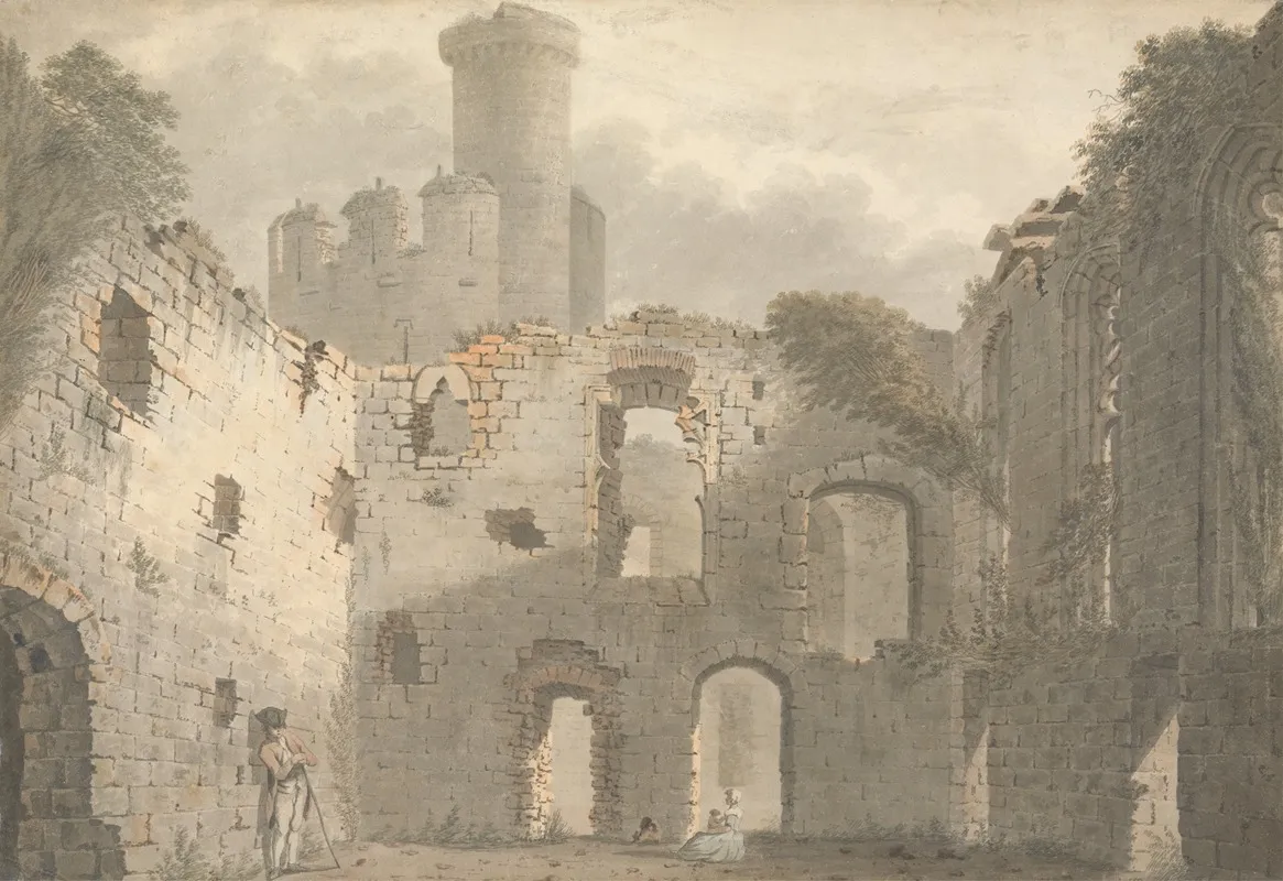 Conway Castle A View Of The Interior Wall Art by John Roe of Warwick - High-Resolution Digital Print