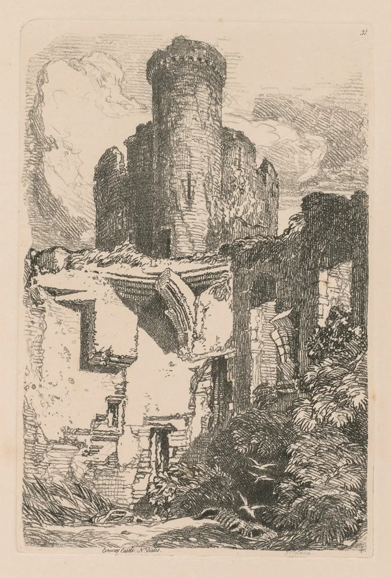 Conway Castle N Wales Wall Art by John Sell Cotman - High-Resolution Digital Print