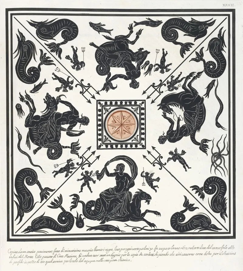 Copiato Da Un Antico Pavimento Fatto Minutissimo Musaico Bianco E Negro Wall Art by Pierre-Jean Mariette - High-Resolution Digital Print
