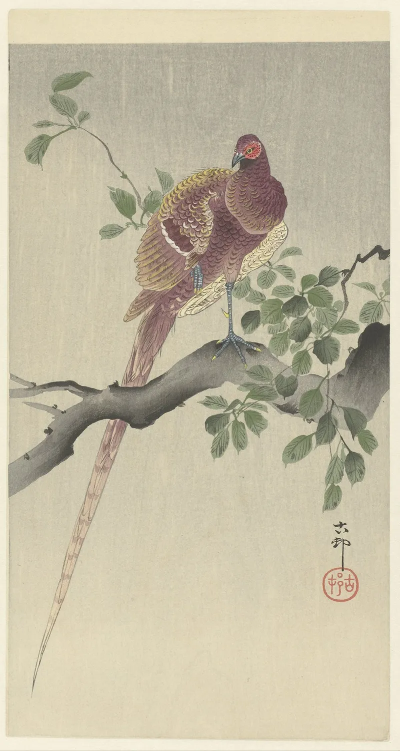 Copper Pheasant Wall Art by Ohara Koson - High-Resolution Digital Print
