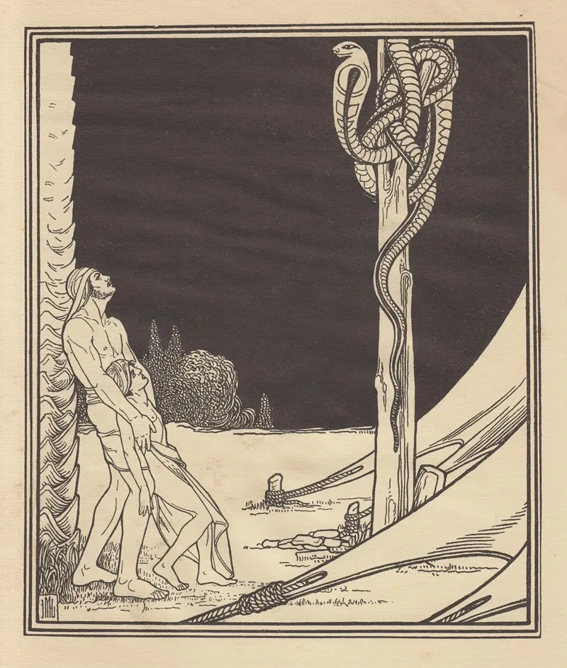 Copper Snake Wall Art by Ephraim Moses Lilien - High-Resolution Digital Print