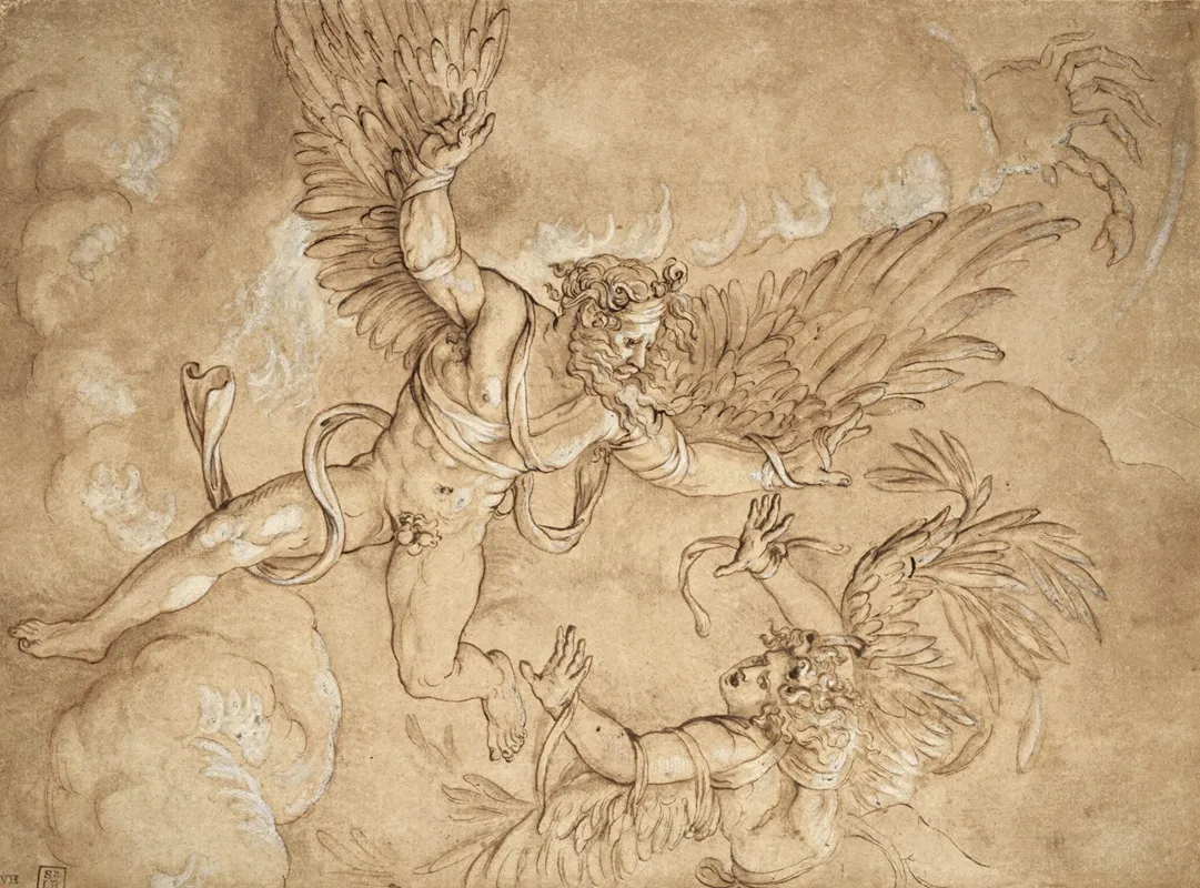 Copy After Giulio Romanos Fall Of Icarus