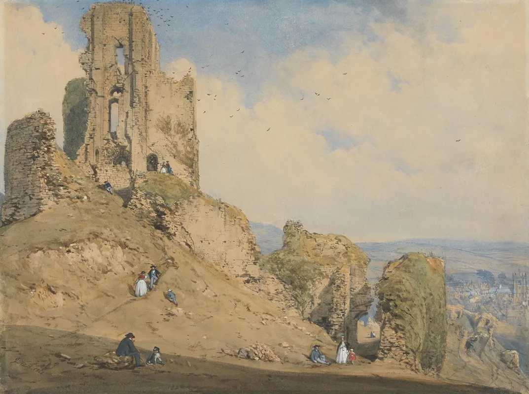 Corfe Castle Dorset 3 Wall Art by Joseph Nash - High-Resolution Digital Print