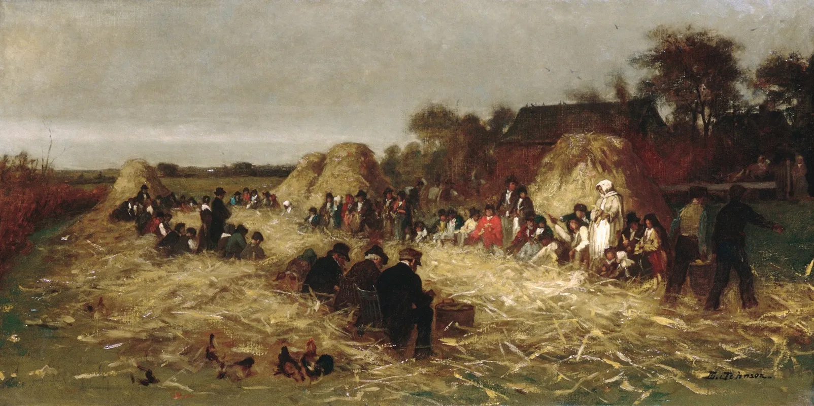 Corn Husking At Nantucket Wall Art by Eastman Johnson - High-Resolution Digital Print