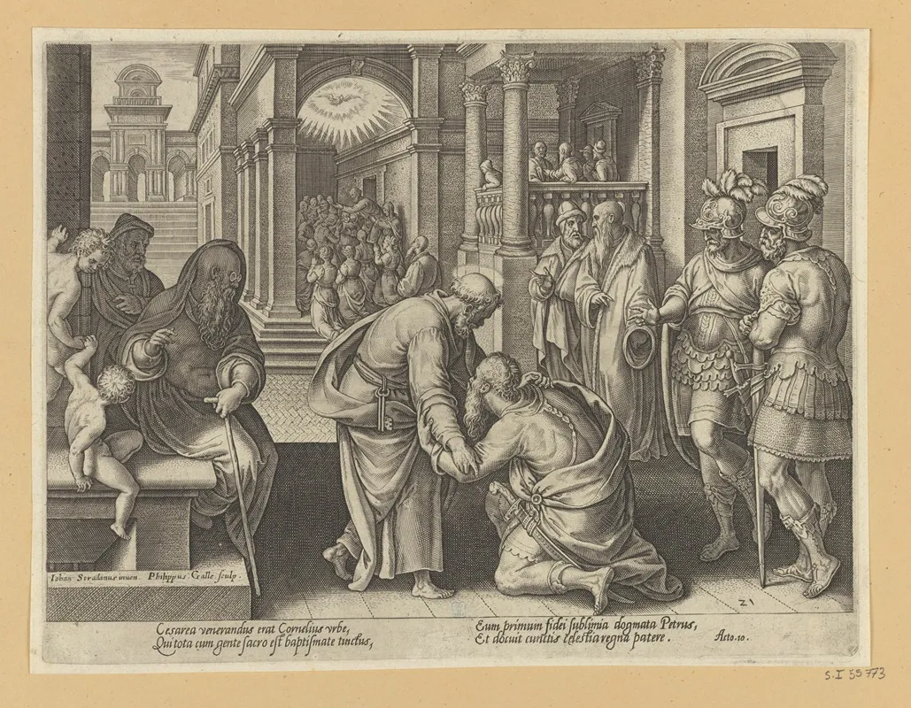 Cornelius Kneeling Before St Peter Wall Art by Stradanus - High-Resolution Digital Print