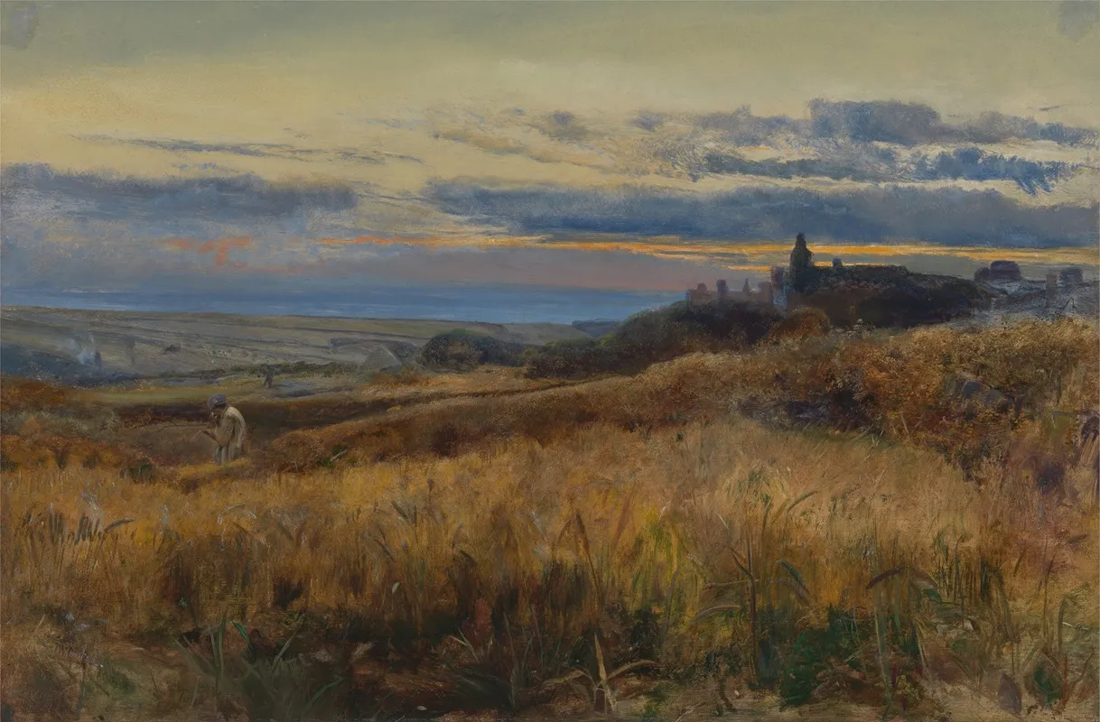 Cornfield At Sunset Wall Art by John William Inchbold - High-Resolution Digital Print