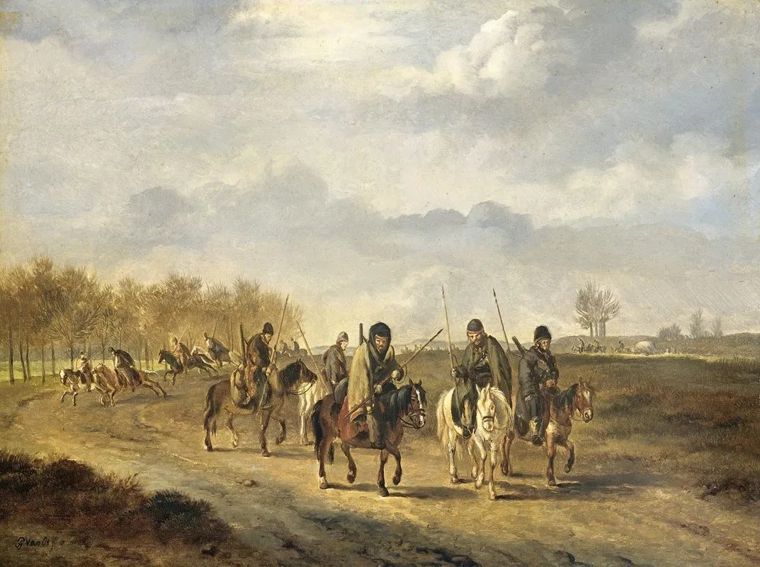Cossacks On A Country Road Near Bergen In North Holland 1813 Wall Art by Pieter Gerardus van Os - High-Resolution Digital Print