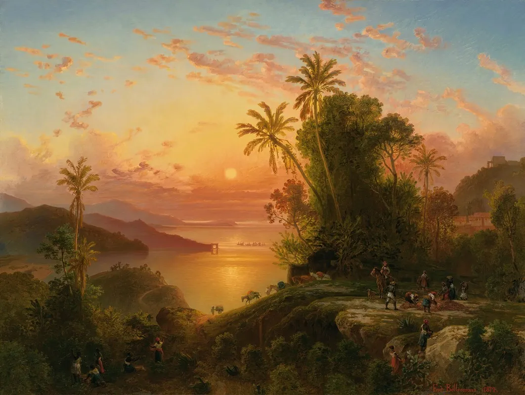 Costa De La Guaira A La Caida Del Sol Wall Art by Ferdinand Bellermann - High-Resolution Digital Print