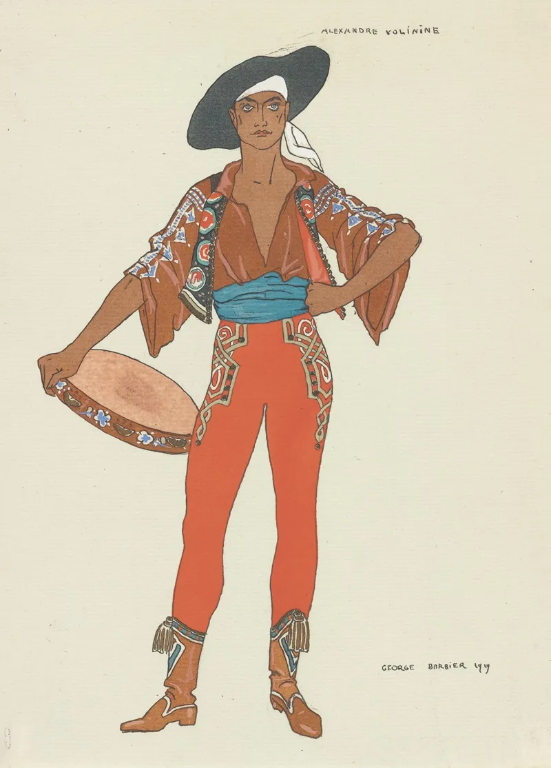 Costume Design Drawing For Alexandre Volinine As Le Bohemien In Amarylla Ballet De Glazounow