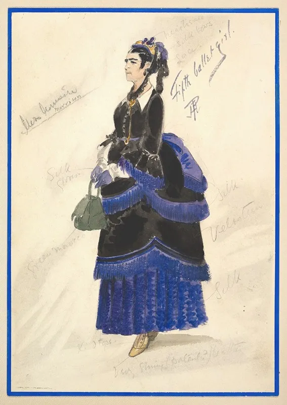 Costume Design For Fifth Ballet Girl Long Black Gown Wall Art by Percy Anderson - High-Resolution Digital Print