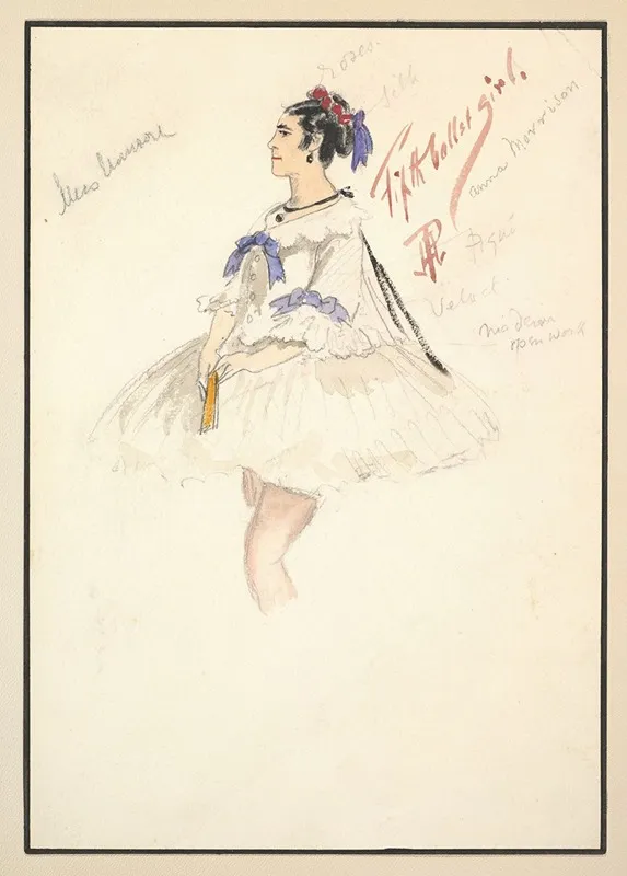 Costume Design For Fifth Ballet Girl Short White Dress Wall Art by Percy Anderson - High-Resolution Digital Print