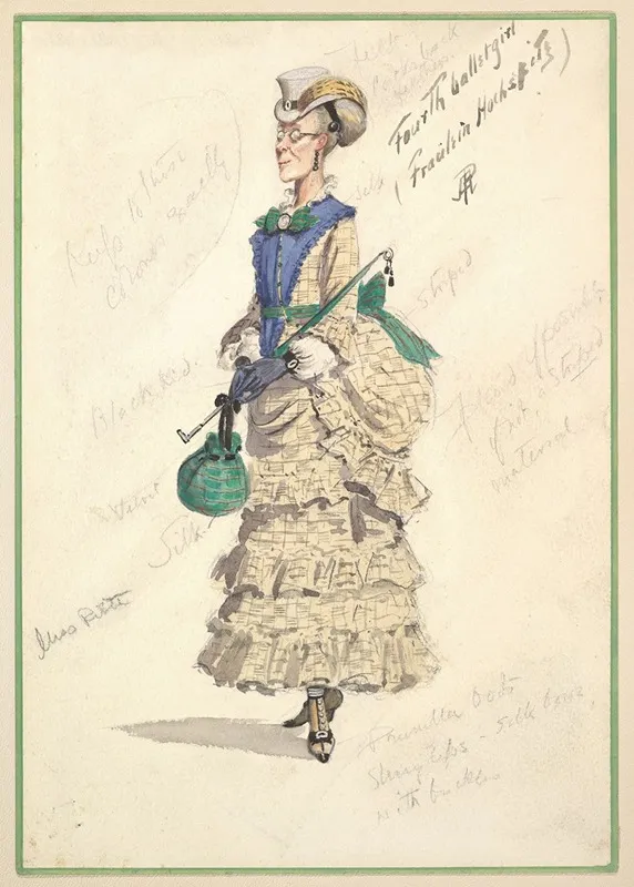 Costume Design For Fourth Ballet Girl Fraulein Hochspitz In Long Beige Gown Wall Art by Percy Anderson - High-Resolution Digital Print