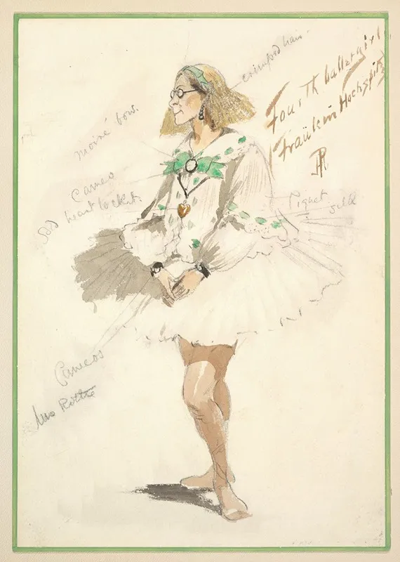 Costume Design For Fourth Ballet Girl Fraulein Hochspitz Short White Dress Wall Art by Percy Anderson - High-Resolution Digital Print