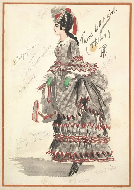 Costume Design For Third Ballet Girl Italian Wall Art by Percy Anderson - High-Resolution Digital Print