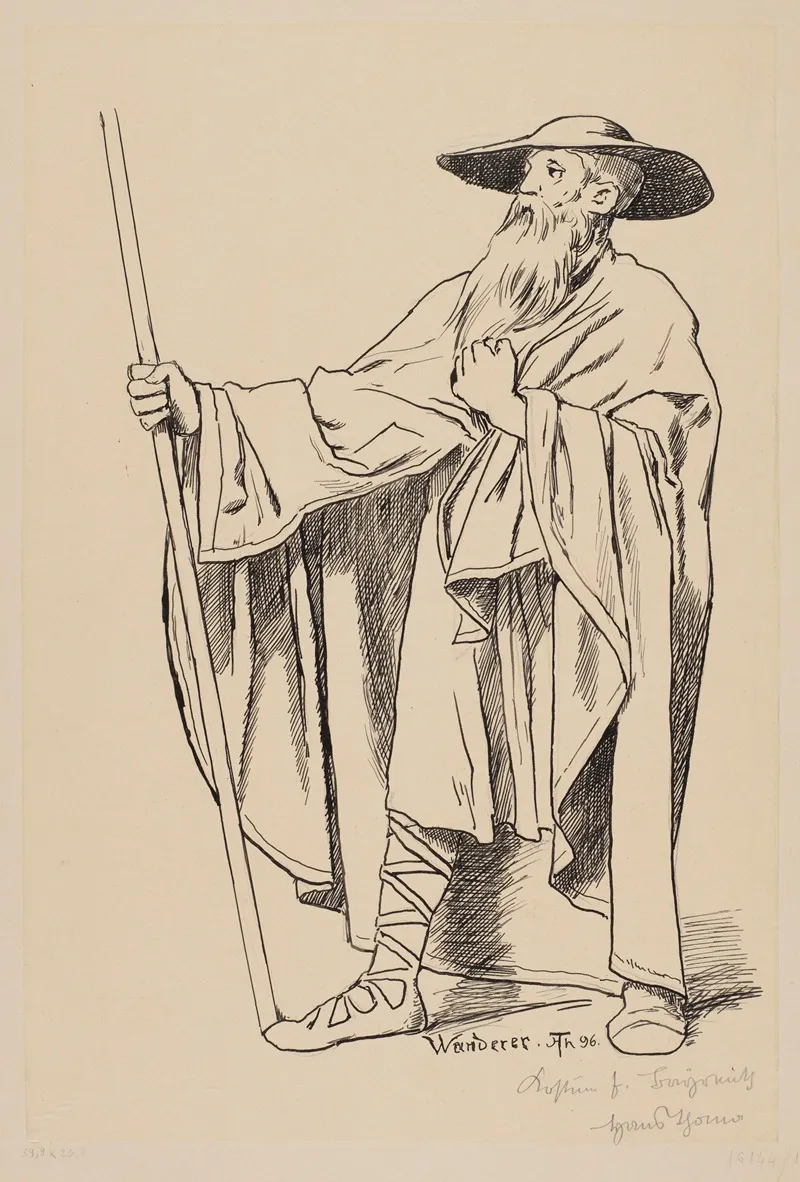 Costume Design For Wotan As The Wanderer Wall Art by Hans Thoma - High-Resolution Digital Print