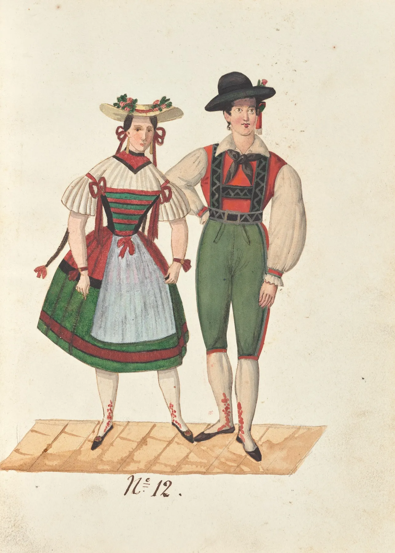 Costume Designs For The Ballet La Pastorella Svizzera Pl 12 Wall Art by Vincenzo Battistini - High-Resolution Digital Print
