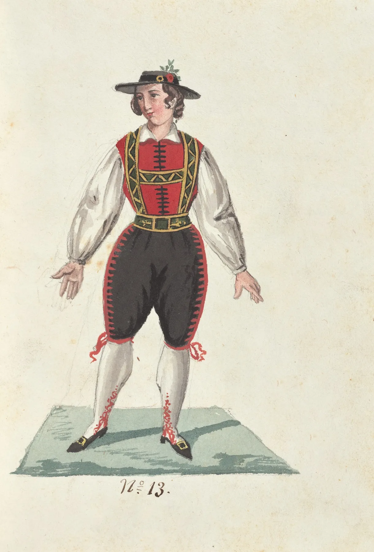 Costume Designs For The Ballet La Pastorella Svizzera Pl 13 Wall Art by Vincenzo Battistini - High-Resolution Digital Print