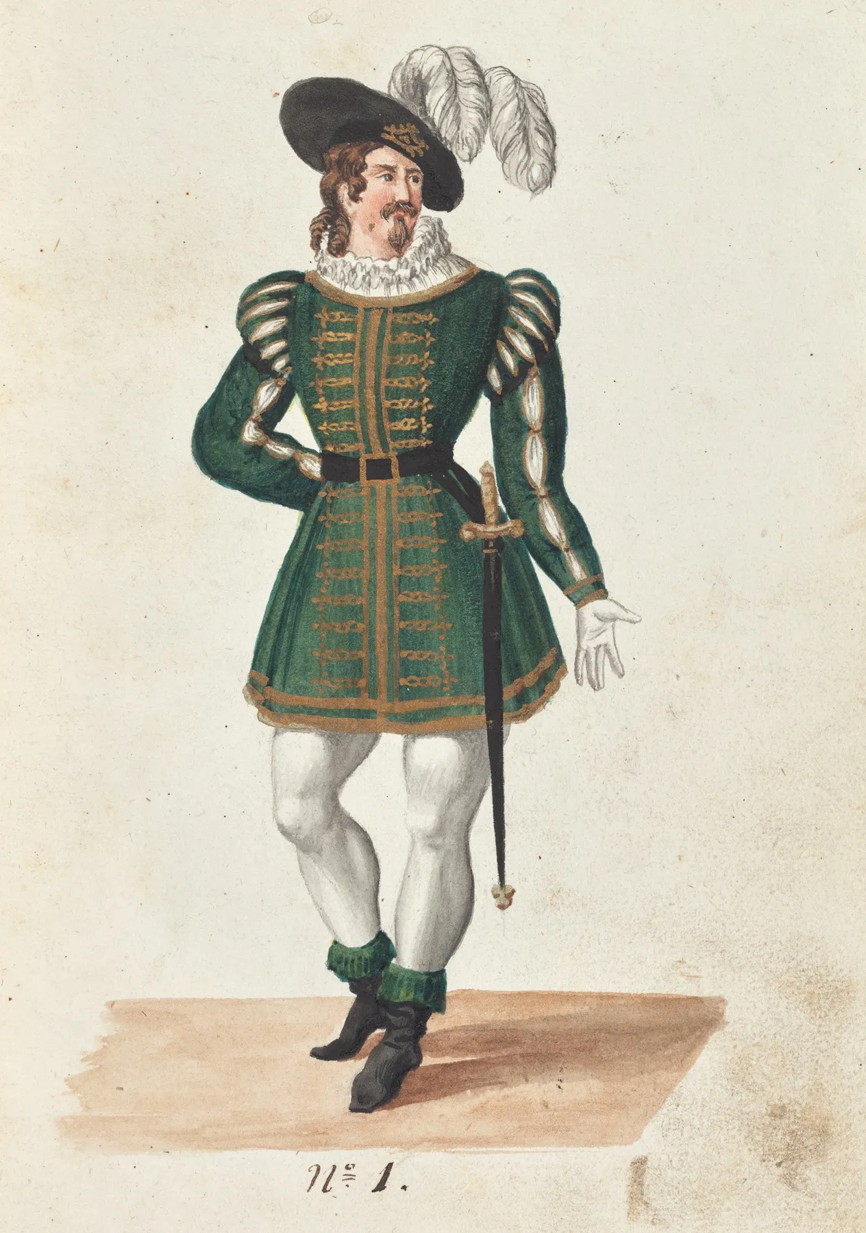 Costume Designs For The Ballet La Pastorella Svizzera Pl 1 Wall Art by Vincenzo Battistini - High-Resolution Digital Print