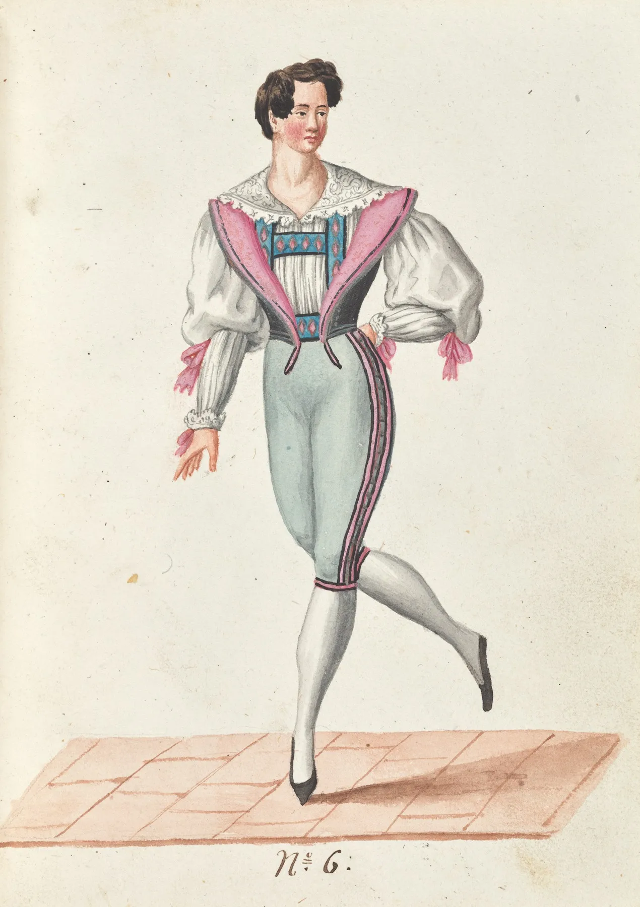 Costume Designs For The Ballet La Pastorella Svizzera Pl 6 Wall Art by Vincenzo Battistini - High-Resolution Digital Print