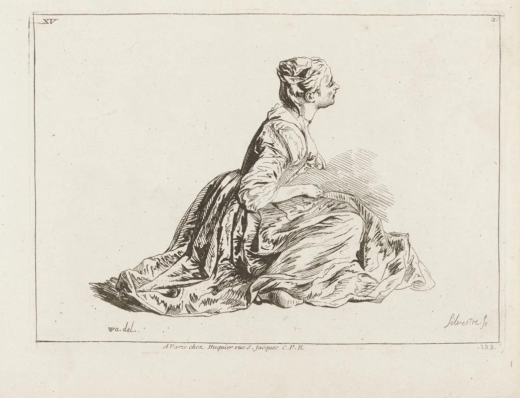 Costume Plate No 199 Wall Art by Antoine Watteau - High-Resolution Digital Print