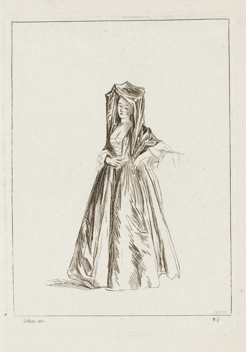 Costume Plate No 208 Wall Art by Antoine Watteau - High-Resolution Digital Print