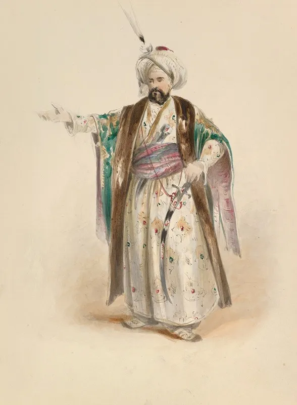 Costume Study For Bassa Selim In The Abduction From The Seraglio By W A Mozart Wall Art by Johann Georg Christoph Fries - High-Resolution Digital Print