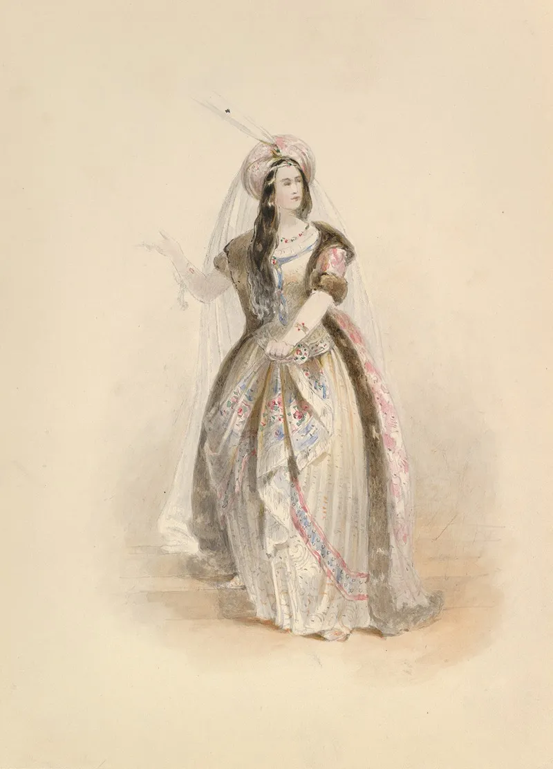 Costume Study For Konstanze In The Abduction From The Seraglio By W A Mozart Wall Art by Johann Georg Christoph Fries - High-Resolution Digital Print