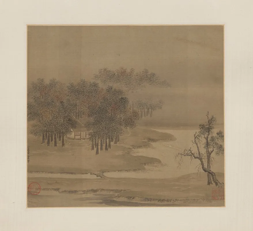 Cottages In A Misty Grove In Autumn Wall Art by Li Anzhong - High-Resolution Digital Print