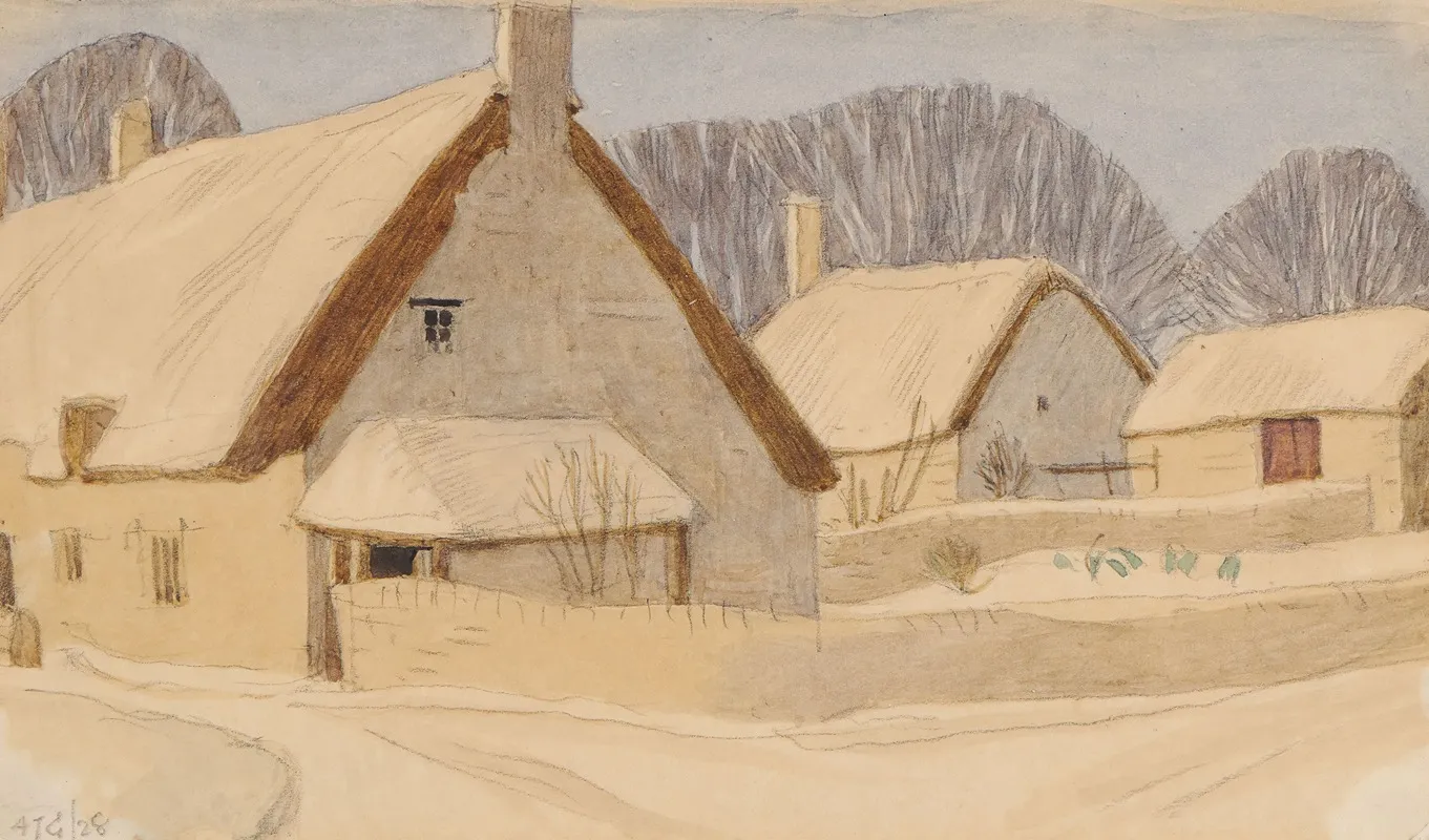Cottages In Snow Wall Art by Arthur Joseph Gaskin - High-Resolution Digital Print