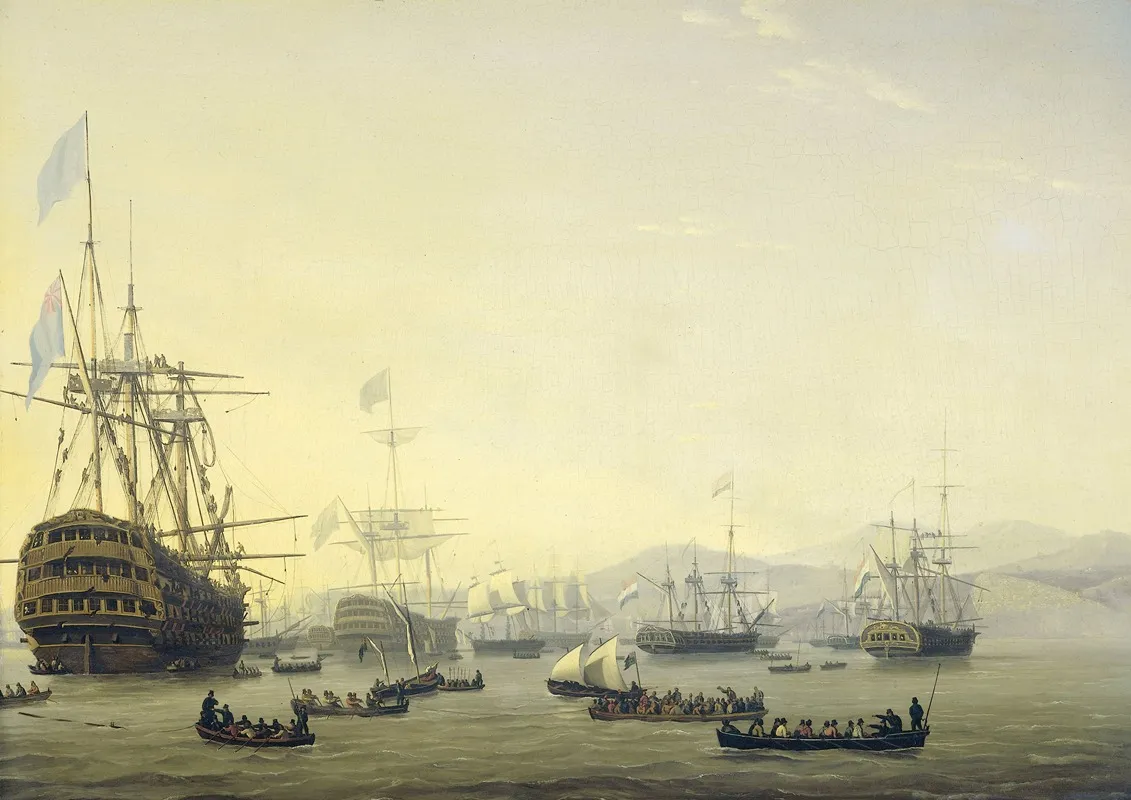 Council Of War On Board The Queen Charlotte Commanded By Lord Exmouth Prior To The Bombardment Of Algiers 26 August 1816 Wall Art by Nicolaas Baur - High-Resolution Digital Print