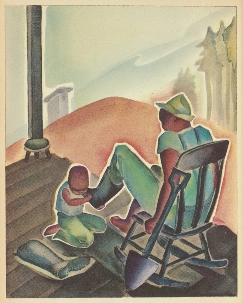 Country Life Stories Some Rural Community Helpers Pl7 Wall Art by Vernon Winslow - High-Resolution Digital Print