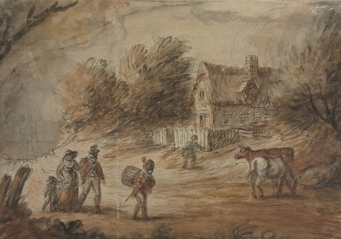 Country Scene With Soldiers